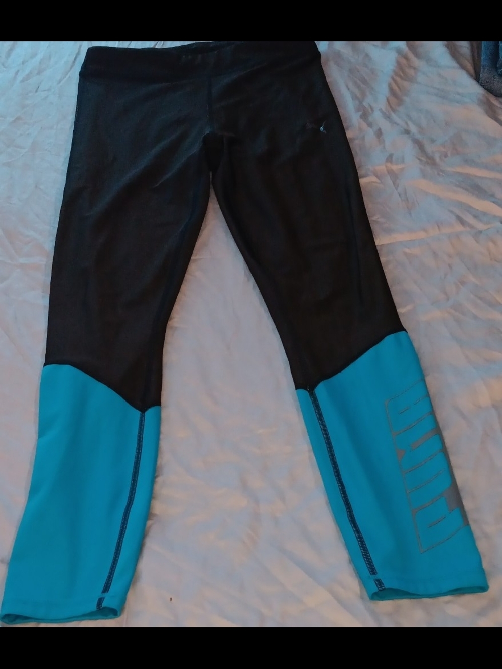 Puma Black and Teal Colorblock Leggings